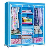 Складной шкаф Storage Wardrobe mod.88130 130 х 45 х 175 см. Трехсекционный Ярко голубой