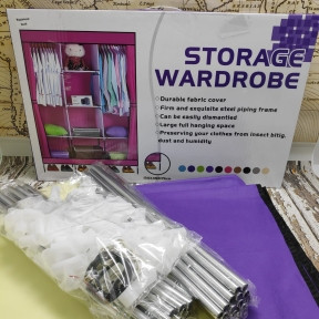 Складной шкаф Storage Wardrobe mod.88130 130 х 45 х 175 см. Трехсекционный Фиолетовый - фото 1 - id-p179627042