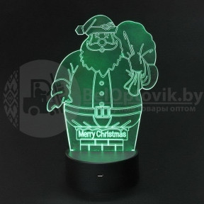3 D Creative Desk Lamp (Настольная лампа голограмма 3Д, ночник) Merry Christmas (Санта) - фото 1 - id-p179627297