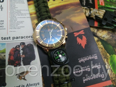 Тактические часы с браслетом из паракорда XINHAO 18, POERSI серый циферблат, зеленый браслет - фото 1 - id-p148914837