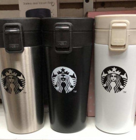 Термокружка Starbucks с фильтром Coffee (прорезиненное дно), 380 ml Белая