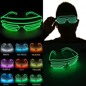 Светодиодные очки EL Wire для вечеринок с подсветкой (три режима подсветки) Зеленые - фото 1 - id-p179623478