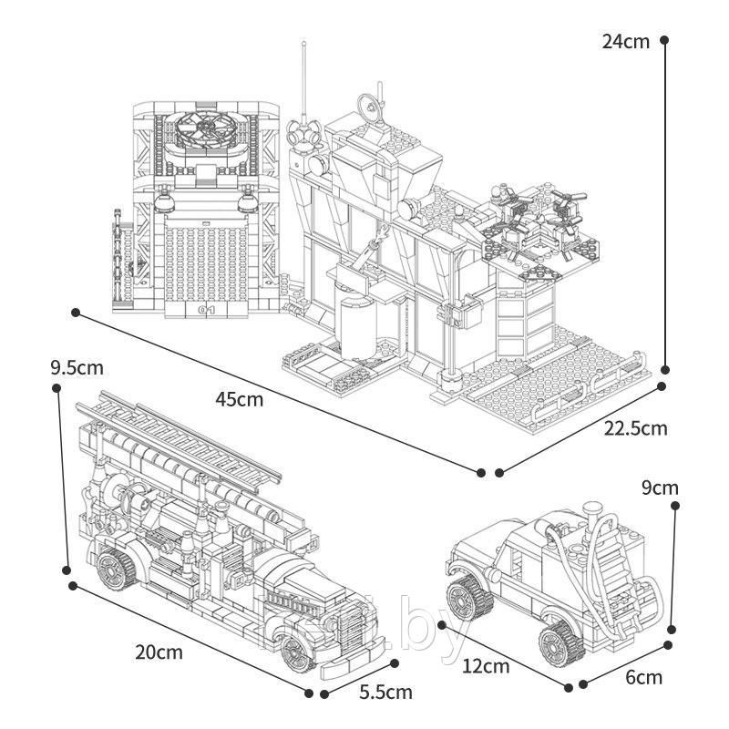 80532 Конструктор Kazi " Управление пожарной охраны", 1155 деталей, свет - фото 4 - id-p194507768