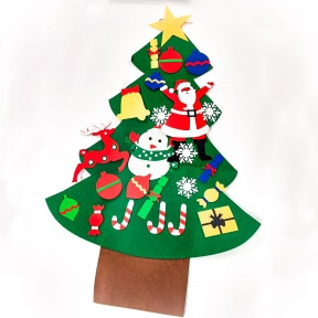 Елочка из фетра с новогодними игрушками липучками Merry Christmas, подвесная, 93 х 65 см Декор А - фото 1 - id-p138960286