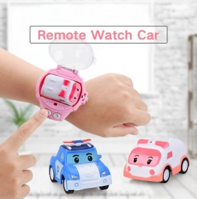 Часы с мини машинкой на дистанционном управлении Робокар Поли Robocar Poli Розовая машинка
