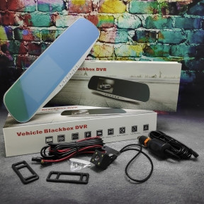 Видеорегистратор - зеркало заднего вида Vehicle Blackbox DVR в стальном корпусе (с датчиком движения, камерой - фото 1 - id-p179625580