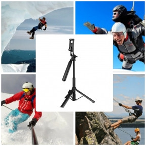 Жесткий устойчивый селфи штатив монопод Portable Tripod Stand A61, Bluetooth (150-32 см) - фото 1 - id-p179623703