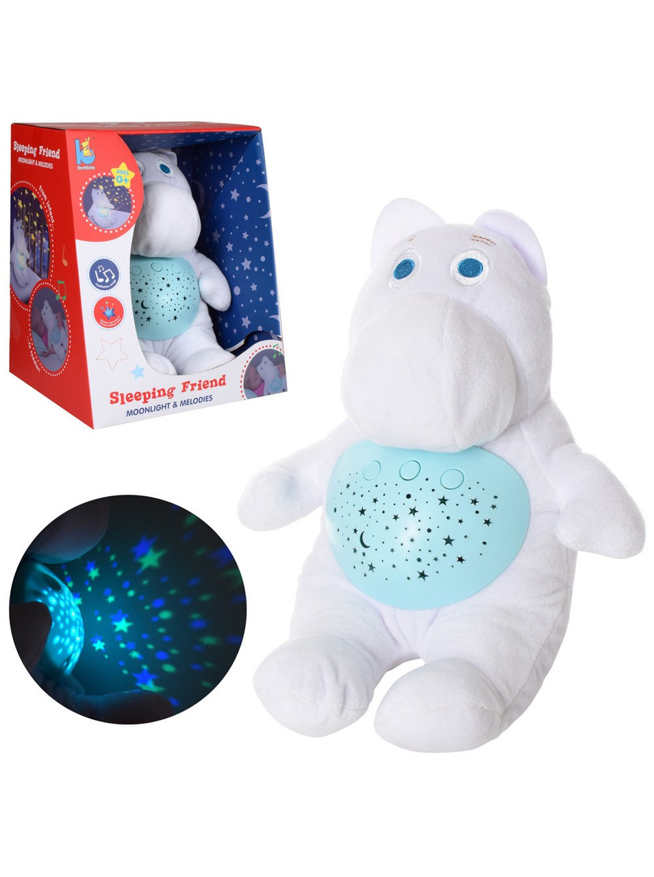 Детская игрушка-ночник "Бегемотик" со световыми и звуковыми эффектами ( JLD333-41A ) - фото 1 - id-p194532367