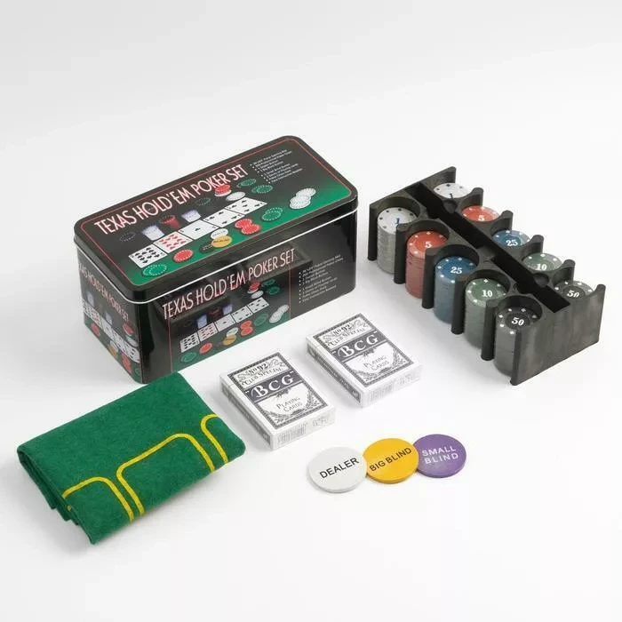 Покер, набор для игры (карты 2 колоды, фишки 200 шт.), с номиналом, 60 х 90 см - фото 1 - id-p194499736