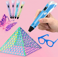 3D ручка 3Dpen-2 для создания объемных изображений с LCD-дисплеем 1 рулон ABS-пластика в комплекте, набор для