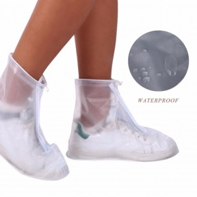 Защитные чехлы (дождевики, пончи) для обуви от дождя и грязи с подошвой цветные р-р 45-46 (3XL) Белые - фото 1 - id-p179628985