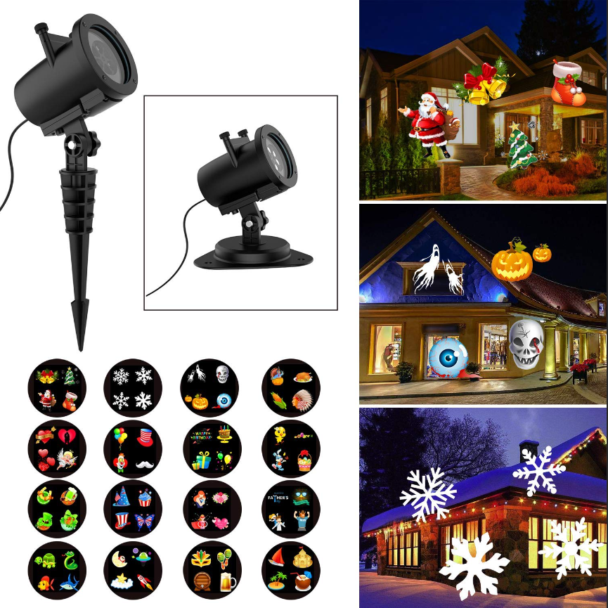 Уличный голографический лазерный проектор Christmas led projector light с эффектом цветомузыки, 10 слайдов, фото 1