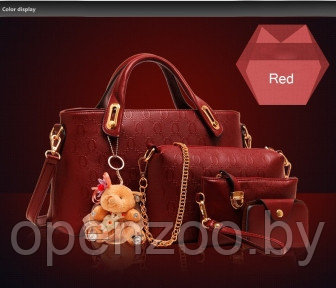 Комплект сумочек Fashion Bag под кожу питона 6в1 Красный