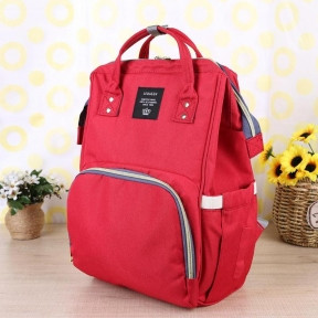 Сумка - рюкзак для мамы Baby Mo с USB / Цветотерапия, качество, стиль Красный с карабином и креплением USB - фото 1 - id-p179629042