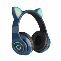 Беспроводные 5.0 bluetooth наушники со светящимися Кошачьими ушками HL89 CAT EAR Синие