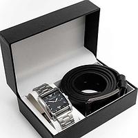 Набор мужской Emporio Armani часы,ремень 2 дизайна