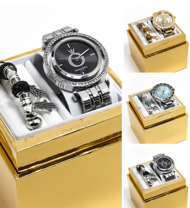 Женские часы Pandopa+браслет в золотой коробке 3 дизайна - фото 4 - id-p194537968