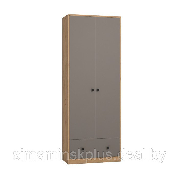 Шкаф для одежды «Денвер», 782 × 374 × 2088 мм, 2 двери, 1 ящик, дуб крафт золотой / графит - фото 1 - id-p194539835