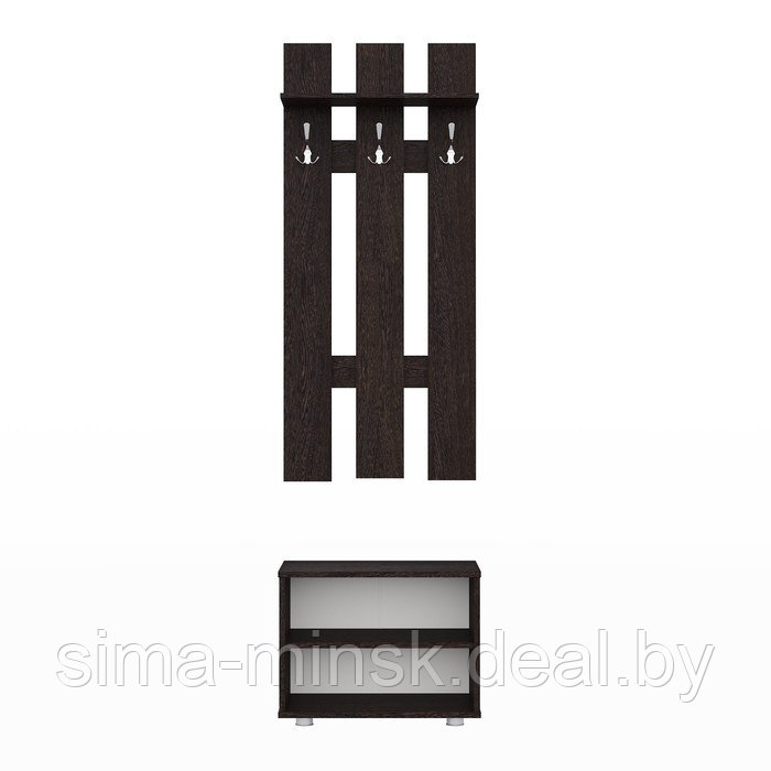 Секция с вешалкой «Афина», 600 × 343 × 2078 мм, 2 двери, дуб венге / ясень анкор светлый - фото 2 - id-p194543540