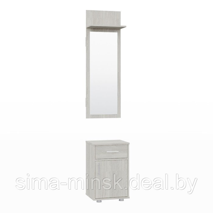 Тумба с зеркалом «Афина», 400 × 343 × 2078 мм, 1 дверь, 1 ящик, цвет ясень анкор светлый - фото 1 - id-p194543543