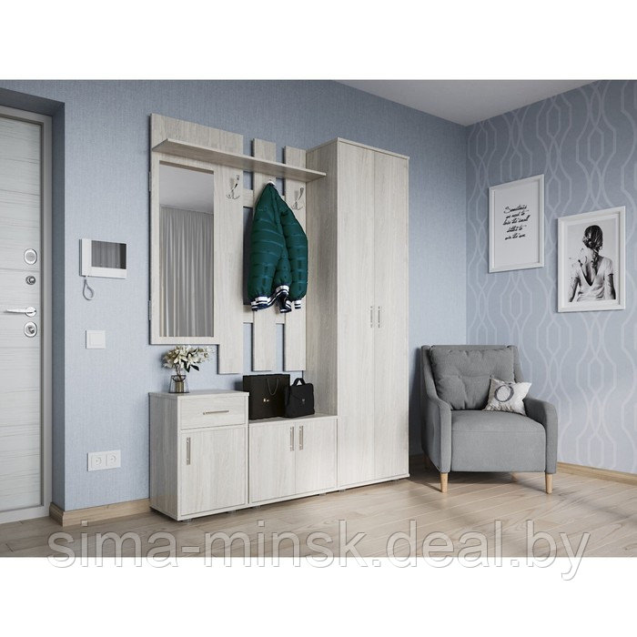 Шкаф для одежды «Афина», 600 × 343 × 2078 мм, 2 двери, цвет ясень анкор светлый - фото 3 - id-p194543663