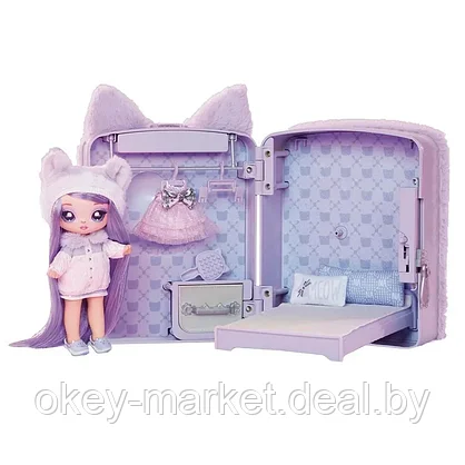 Игровой набор Рюкзак-спальня Na Na Na Surprise Backpack Bedroom с куклой  Lavander Kitty, фото 3
