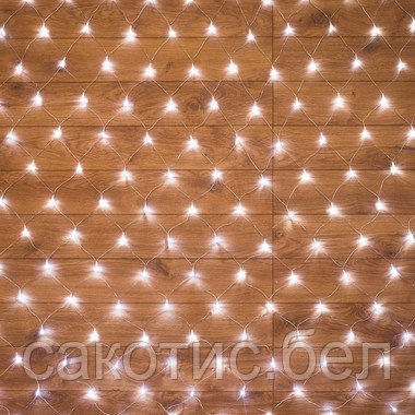 Гирлянда Сеть 1,5х1,5м, прозрачный ПВХ, 150 LED Белые, фото 2