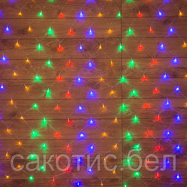 Гирлянда Сеть 1,5х1,5м, прозрачный ПВХ, 150 LED Мультиколор, фото 2