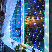 Гирлянда Сеть 1,5х1,5м, прозрачный ПВХ, 150 LED Мультиколор, фото 2