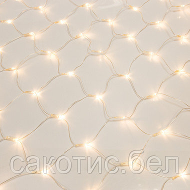 Гирлянда Сеть 1,5х1,5м, прозрачный ПВХ, 150 LED ТЕПЛЫЙ БЕЛЫЙ - фото 4 - id-p194555236