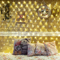 Гирлянда Сеть 1,5х1,5м, прозрачный ПВХ, 150 LED ТЕПЛЫЙ БЕЛЫЙ, фото 2