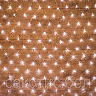 Гирлянда Сеть 1,8х1,5м, прозрачный ПВХ, 180 LED Белые, фото 2