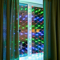 Гирлянда Сеть 1,8х1,5м, прозрачный ПВХ, 180 LED Мультиколор, фото 3