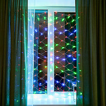 Гирлянда Сеть 1,8х1,5м, прозрачный ПВХ, 180 LED Мультиколор, фото 2