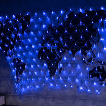 Гирлянда сеть 1,8х1,5м, прозрачный ПВХ, 180 LED, цвет Синий, фото 2