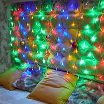 Гирлянда Сеть 1х1,5м, прозрачный ПВХ, 96 LED Мультиколор, фото 2
