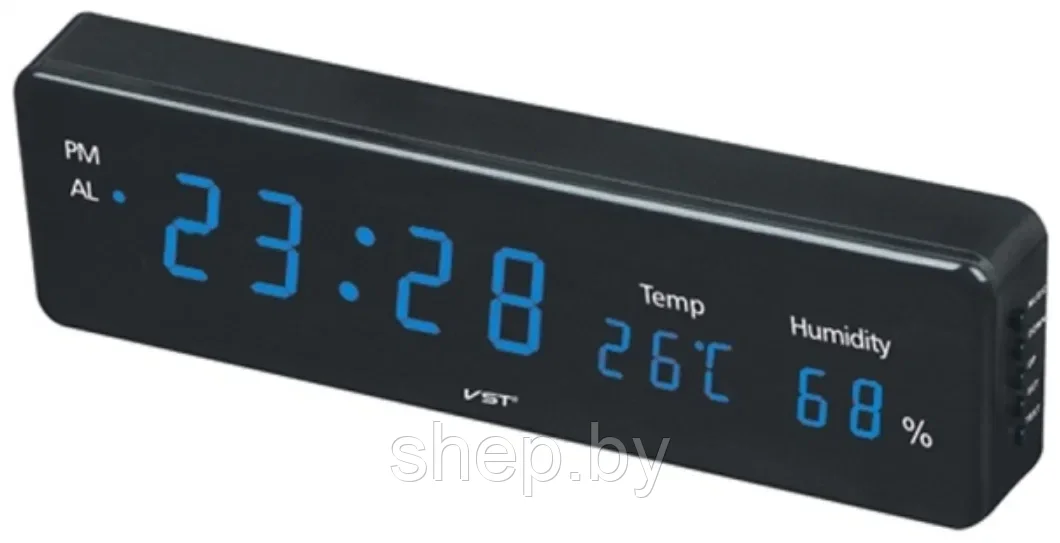 Часы электронные настенные (часы,термометр) VST-805S Цвет подсветки: белый,синий,красный - фото 2 - id-p194556094