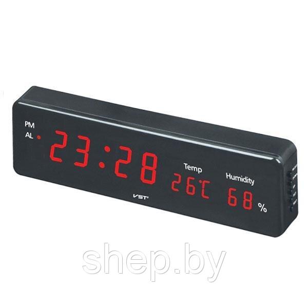 Часы электронные настенные (часы,термометр) VST-805S Цвет подсветки: белый,синий,красный - фото 3 - id-p194556094