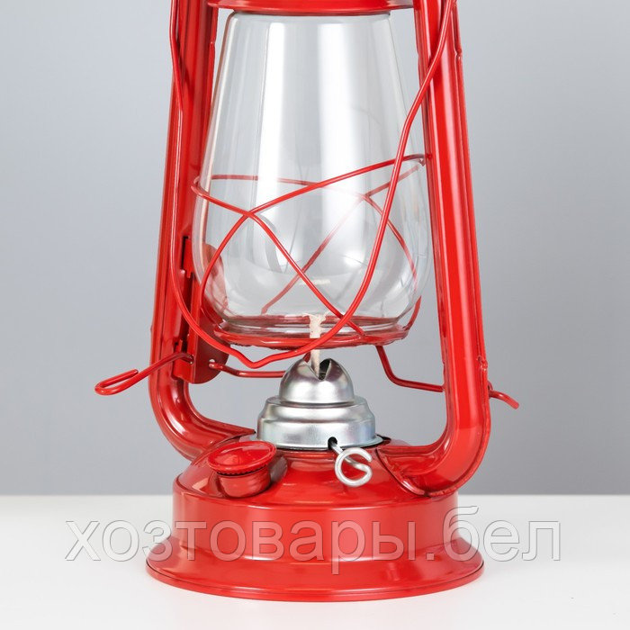 Лампа керосиновая 30см красная 14х18х30 см - фото 5 - id-p194556216