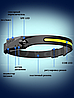Портативный налобный фонарь LX-200 ( 5 режимов, датчик движения, АКБ/USB (для улицы, езды на велосипеде, рыбал, фото 10
