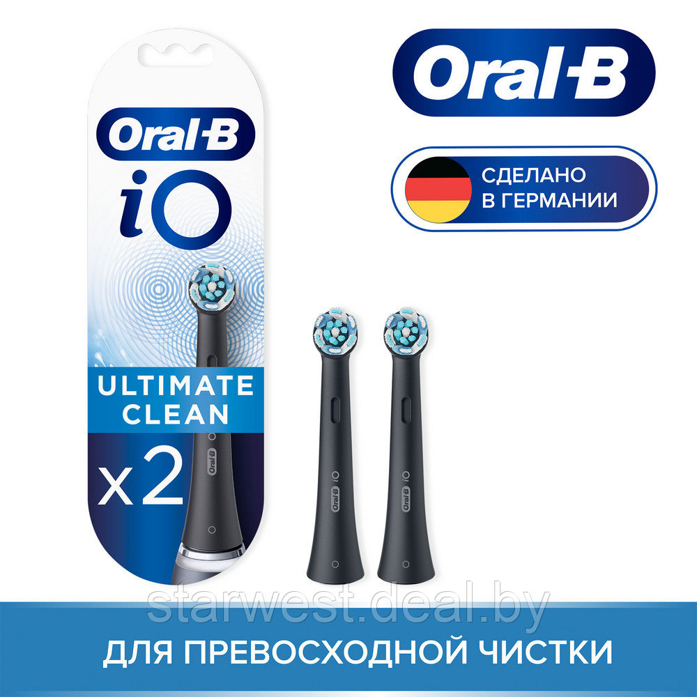 Oral-B Braun iO Series Ultimate Clean Black 2 шт. Насадки для электрических зубных щеток - фото 1 - id-p166563444