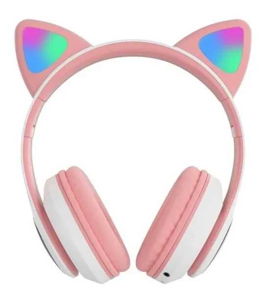 Беспроводные наушники со светящимися кошачьими ушами STN-28, розовые - фото 3 - id-p194558229