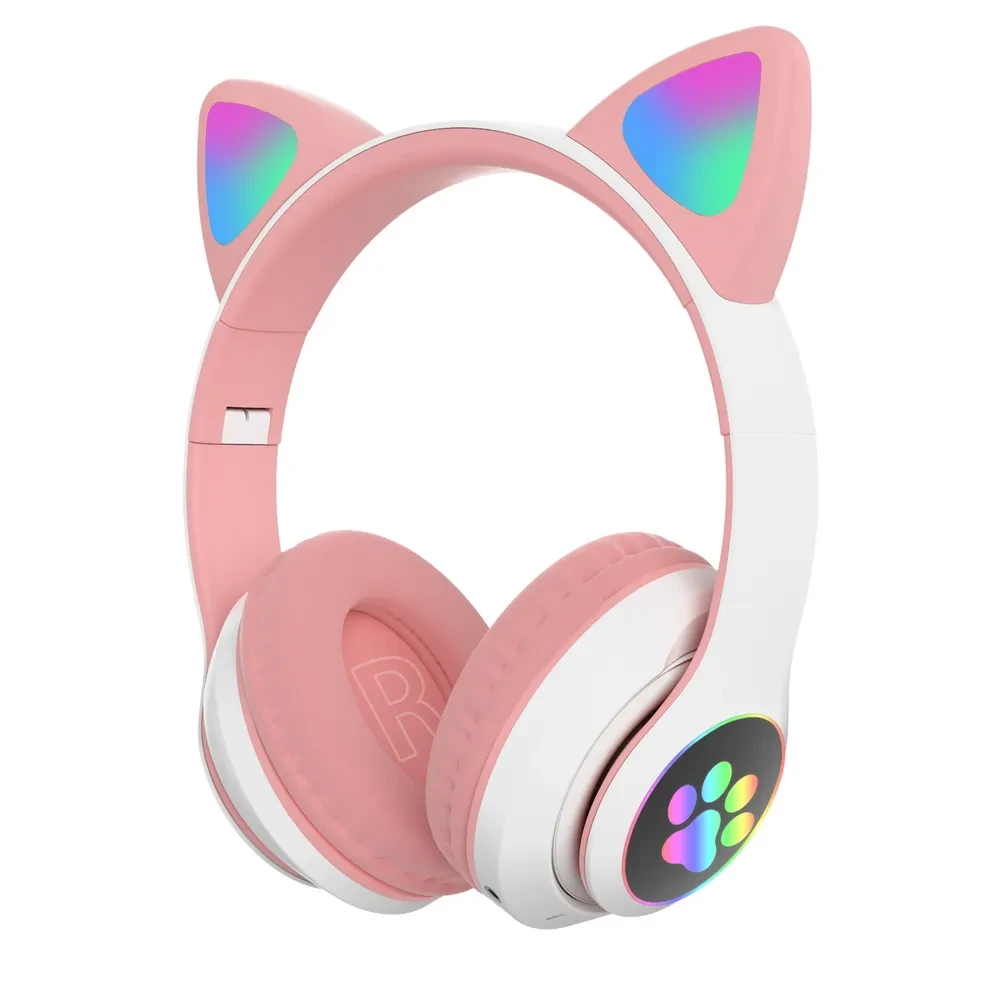 Беспроводные наушники со светящимися кошачьими ушами STN-28, розовые - фото 2 - id-p194558229