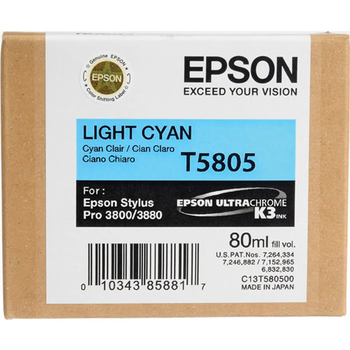 УЦЕНЕННЫЙ Картридж Epson T5805 (C13T580500) Светло-голубой