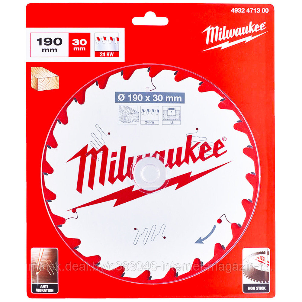 Пильный диск 190х1,6х30 мм Z24 Milwaukee (4932471300) - фото 1 - id-p114594391