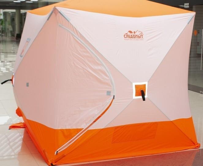 Палатка зимняя Следопыт КУБ 3 бело-оранжевая (1.8х1.8х2.0 м) - фото 2 - id-p194577736