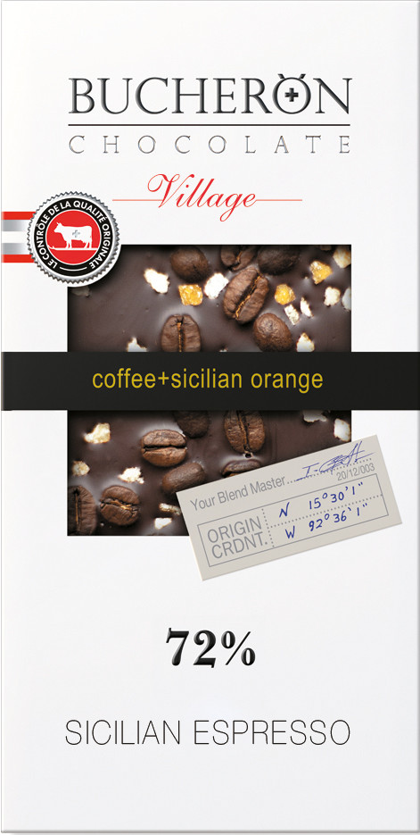 Горький шоколад Bucheron village с зернами кофе и апельсином, 100 г - фото 1 - id-p194604221