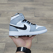 Кроссовки Air Jordan 1 Mid Gray White Black с мехом, фото 2