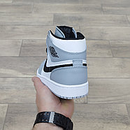 Кроссовки Air Jordan 1 Mid Gray White Black с мехом, фото 4