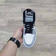 Кроссовки Air Jordan 1 Mid Gray White Black с мехом, фото 3